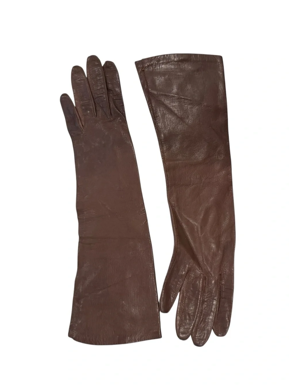 Vintage Long Brown soft Leather Women's Gloves